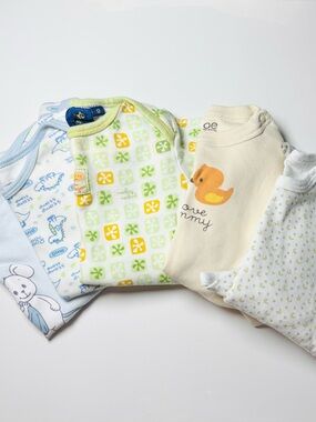 Small Wonders Vintage Style Whimsical Duck & Mouse Pastel Bodysuit Bundle 5pcs